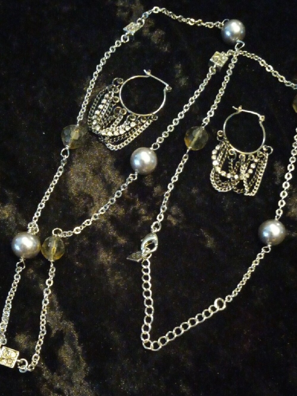 Cookie Lee Silver-Tone Beaded Necklace & Matching Hoop Earrings - Picture 4 of 13